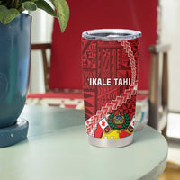 Tonga Rugby Tumbler Cup Tongan Ngatu Pattern White Version LT01 - Polynesian Pride