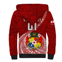 Custom Tonga Rugby Sherpa Hoodie Tongan Ngatu Pattern White Version LT01 - Polynesian Pride