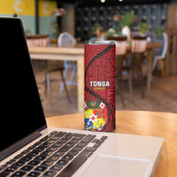 Tonga Rugby Skinny Tumbler Tongan Ngatu Pattern Black Version