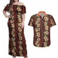 Hawaii Hibiscus Couples Matching Off Shoulder Maxi Dress and Hawaiian Shirt Retro Style - Polynesian Pride