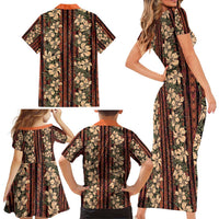 Hawaii Hibiscus Family Matching Short Sleeve Bodycon Dress and Hawaiian Shirt Retro Style - Polynesian Pride