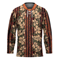 Hawaii Hibiscus Hockey Jersey Retro Style LT01 Unisex Brown - Polynesian Pride