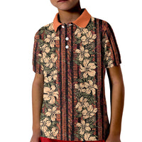 Hawaii Hibiscus Kid Polo Shirt Retro Style LT01 Kid Brown - Polynesian Pride