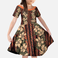 Hawaii Hibiscus Kid Short Sleeve Dress Retro Style - Polynesian Pride