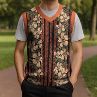 Hawaii Hibiscus Christmas Knitted V-Neck Vest Retro Style - Polynesian Pride