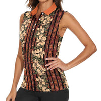 Hawaii Hibiscus Women Sleeveless Polo Shirt Retro Style - Polynesian Pride