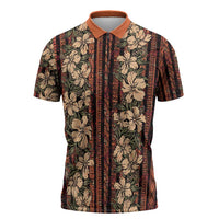 Hawaii Hibiscus Zipper Polo Shirt Retro Style - Polynesian Pride
