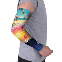 Hawaii Beach Landscape Time-Lapse Arm Sleeves Tropical Plumeria Flowers LT01 - Polynesian Pride