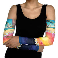 Hawaii Beach Landscape Time-Lapse Arm Sleeves Tropical Plumeria Flowers LT01 - Polynesian Pride