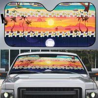 Hawaii Beach Landscape Time-Lapse Auto Sun Shade Tropical Plumeria Flowers - Polynesian Pride