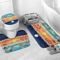 Hawaii Beach Landscape Time-Lapse Bathroom Set Tropical Plumeria Flowers - Polynesian Pride