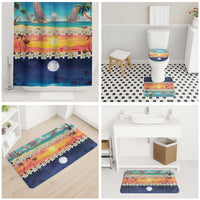 Hawaii Beach Landscape Time-Lapse Bathroom Set Tropical Plumeria Flowers - Polynesian Pride