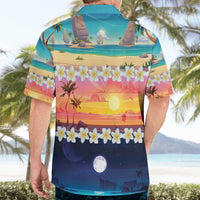 Hawaii Beach Landscape Time-Lapse Hawaiian Shirt Tropical Plumeria Flowers - Polynesian Pride