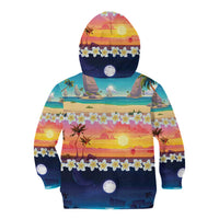 Hawaii Beach Landscape Time-Lapse Kid Hoodie Tropical Plumeria Flowers - Polynesian Pride