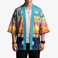 Hawaii Beach Landscape Time-Lapse Kimono Tropical Plumeria Flowers - Polynesian Pride
