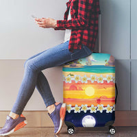 Hawaii Beach Landscape Time-Lapse Luggage Cover Tropical Plumeria Flowers - Polynesian Pride