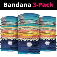 Hawaii Beach Landscape Time-Lapse Neck Gaiter Tropical Plumeria Flowers - Polynesian Pride