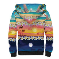 Hawaii Beach Landscape Time-Lapse Sherpa Hoodie Tropical Plumeria Flowers LT01 - Polynesian Pride