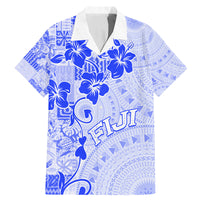 Fiji Masi With Hibiscus Tapa Tribal Family Matching Mermaid Dress and Hawaiian Shirt Blue Pastel LT01 Dad's Shirt - Short Sleeve Blue - Polynesian Pride