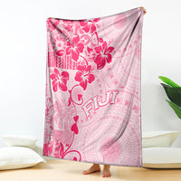 Fiji Masi With Hibiscus Tapa Tribal Blanket Pink Pastel LT01 Pink - Polynesian Pride