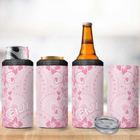 Fiji Masi With Hibiscus Tapa Tribal 4 in 1 Can Cooler Tumbler Pink Pastel