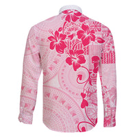 Fiji Masi With Hibiscus Tapa Tribal Family Matching Off Shoulder Short Dress and Hawaiian Shirt Pink Pastel LT01 - Polynesian Pride