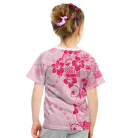Fiji Masi With Hibiscus Tapa Tribal Kid T Shirt Pink Pastel LT01 - Polynesian Pride