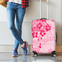 Fiji Masi With Hibiscus Tapa Tribal Luggage Cover Pink Pastel LT01 - Polynesian Pride