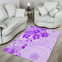 Fiji Masi With Hibiscus Tapa Tribal Area Rug Purple Pastel LT01 - Polynesian Pride