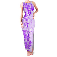 Fiji Masi With Hibiscus Tapa Tribal Family Matching Tank Maxi Dress and Hawaiian Shirt Purple Pastel LT01 Mom's Dress Purple - Polynesian Pride