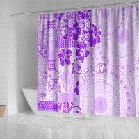 Fiji Masi With Hibiscus Tapa Tribal Shower Curtain Purple Pastel LT01 - Polynesian Pride