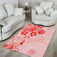 Fiji Masi With Hibiscus Tapa Tribal Area Rug Red Pastel LT01 - Polynesian Pride