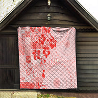 Fiji Masi With Hibiscus Tapa Tribal Quilt Red Pastel LT01 - Polynesian Pride