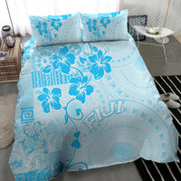 Fiji Masi With Hibiscus Tapa Tribal Bedding Set Sky Blue Pastel LT01 - Polynesian Pride