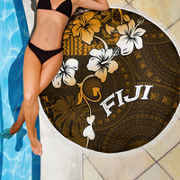 Fiji Masi With Hibiscus Tapa Tribal Beach Blanket Gold Version LT01 - Polynesian Pride
