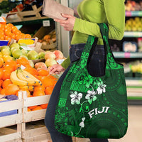 Fiji Masi Grocery Bag Fijian Hibiscus Tapa Green Version