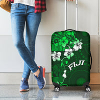 Fiji Masi Luggage Cover Fijian Hibiscus Tapa Green Version LT01 - Polynesian Pride