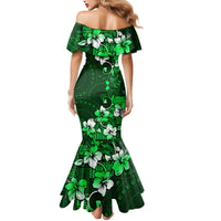 Fiji Masi Mermaid Dress Fijian Hibiscus Tapa Green Version LT01 - Polynesian Pride