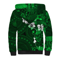 Fiji Masi Sherpa Hoodie Fijian Hibiscus Tapa Green Version LT01 - Polynesian Pride