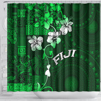 Fiji Masi Shower Curtain Fijian Hibiscus Tapa Green Version LT01 - Polynesian Pride