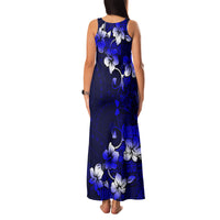 Fiji Masi Family Matching Tank Maxi Dress and Hawaiian Shirt Fijian Hibiscus Navy Blue Gold Version LT01 - Polynesian Pride