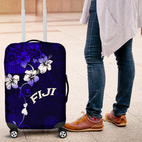 Fiji Masi Luggage Cover Fijian Hibiscus Navy Blue Gold Version LT01 Blue - Polynesian Pride