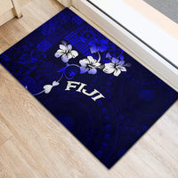 Fiji Masi Rubber Doormat Fijian Hibiscus Navy Blue Gold Version LT01 - Polynesian Pride