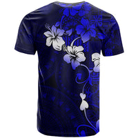 Fiji Masi T Shirt Fijian Hibiscus Navy Blue Gold Version LT01 - Polynesian Pride