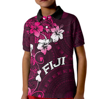 Fiji Masi Kid Polo Shirt Fijian Hibiscus Tapa Pink Version LT01 Kid Pink - Polynesian Pride