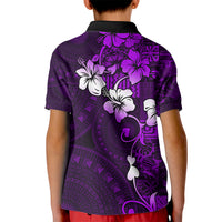 Fiji Masi Kid Polo Shirt Fijian Hibiscus Tapa Purple Version LT01 - Polynesian Pride