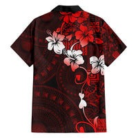 Fiji Masi Family Matching Off Shoulder Maxi Dress and Hawaiian Shirt Fijian Hibiscus Tapa Red Version LT01 - Polynesian Pride