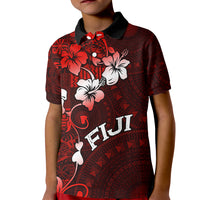 Fiji Masi Kid Polo Shirt Fijian Hibiscus Tapa Red Version LT01 Kid Red - Polynesian Pride
