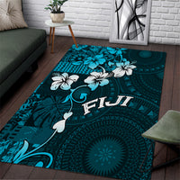 Fiji Masi Area Rug Fijian Hibiscus Tapa Sky Blue Version LT01 Blue - Polynesian Pride