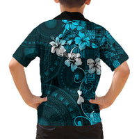 Fiji Masi Kid Hawaiian Shirt Fijian Hibiscus Tapa Sky Blue Version LT01 - Polynesian Pride